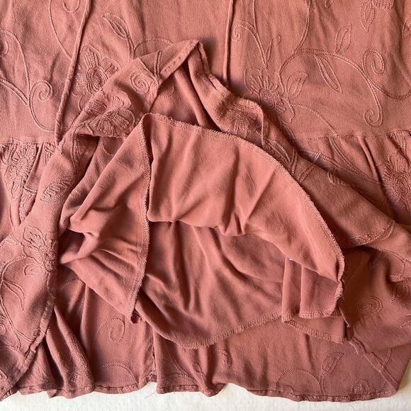 Mi Ami Women Dress M Mauve Floral Embroidery Tassel Lace Sleeveless Knee Length - Picture 8 of 9